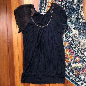 Navy flowy top